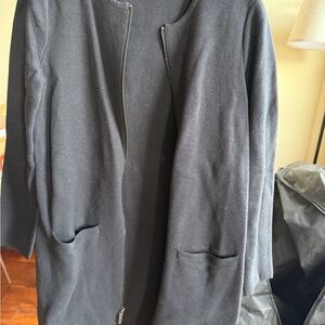 Banana Republic Black Zip-Front Long Cardigan